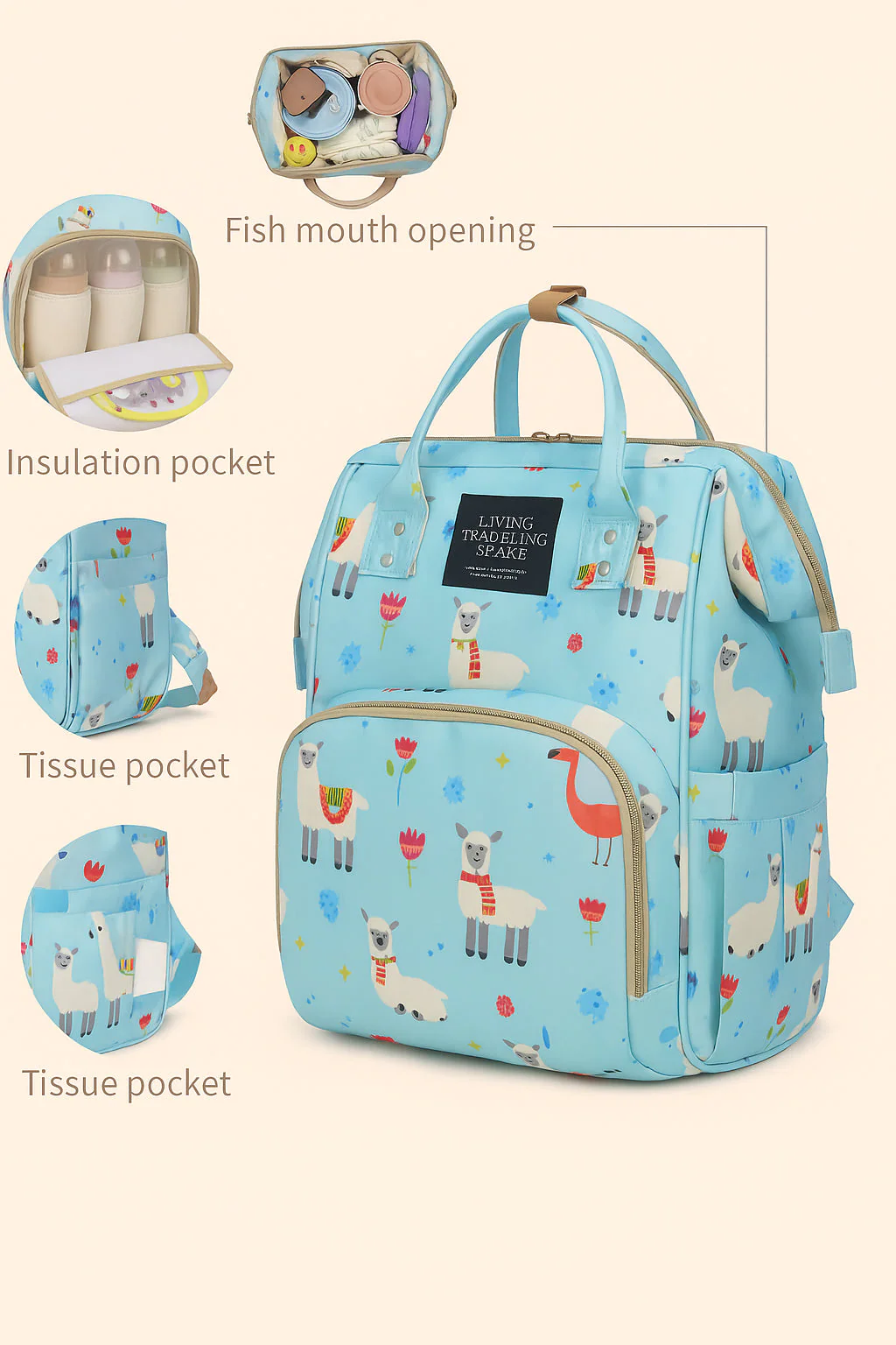 Baby Diaper Bag Pack - Alpaca 🦙 - Image 6