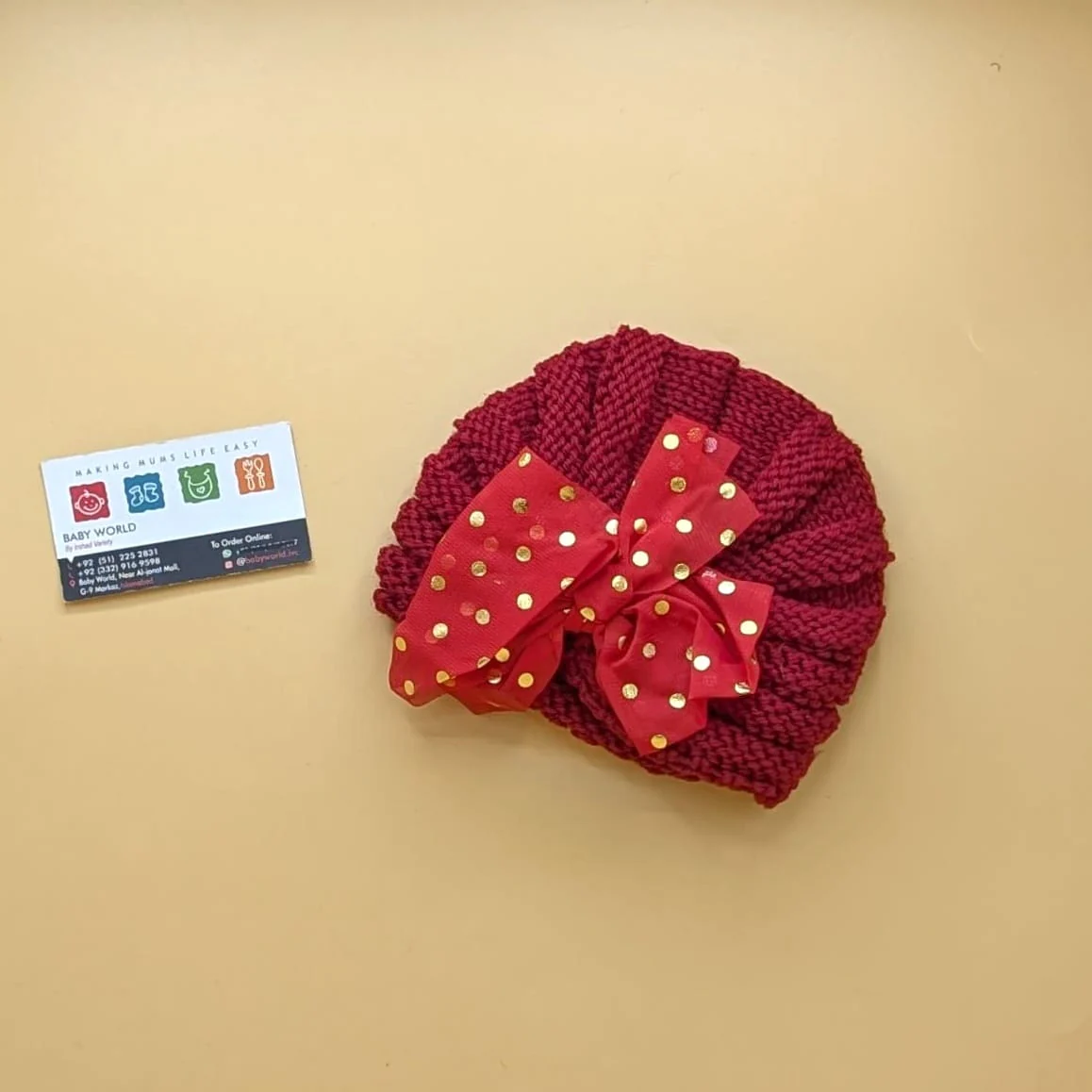 Baby Wool Cap - Bow/Dots - Winter - Image 11