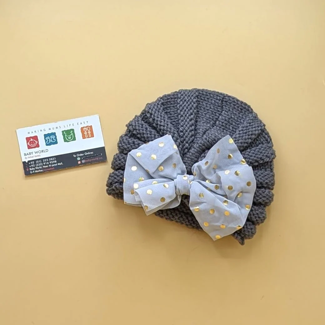 Baby Wool Cap - Bow/Dots - Winter - Image 12