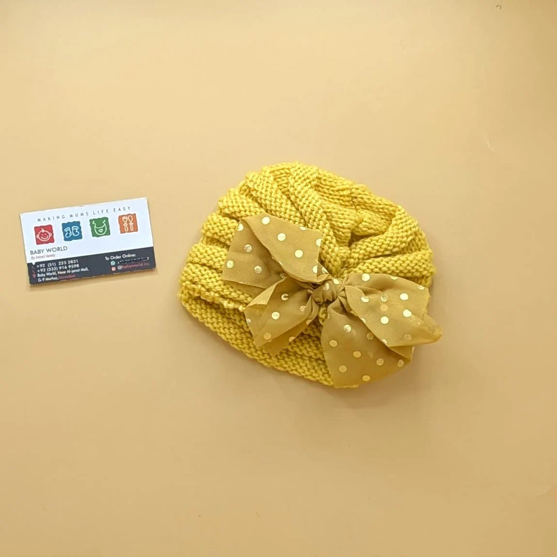 Baby Wool Cap - Bow/Dots - Winter - Image 8