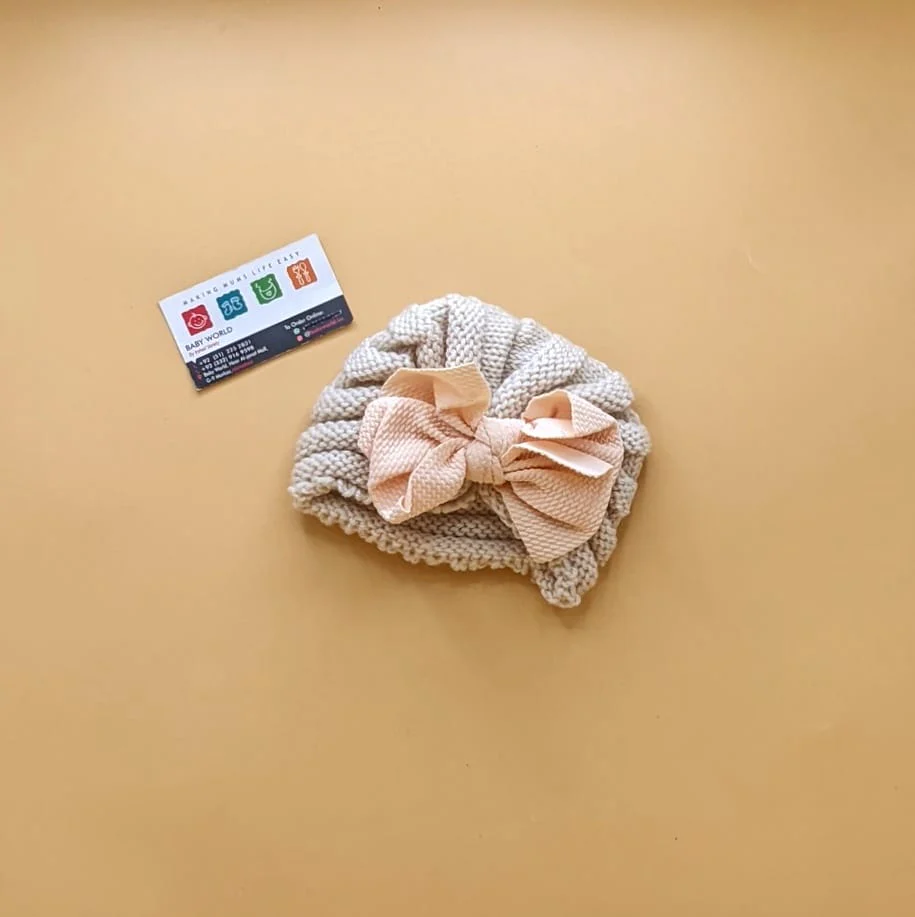Baby Wool Cap - Bow Large - Winter - Image 3