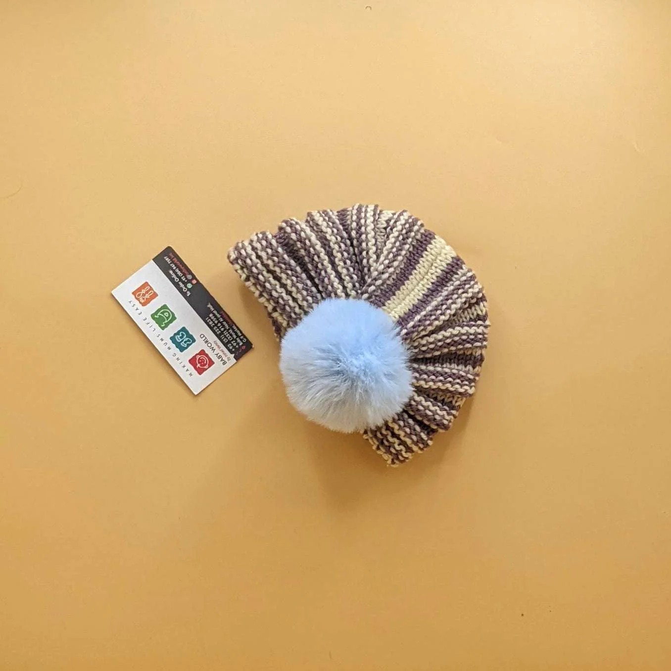 Baby Wool Cap - Pom/Line - Winter - Image 11