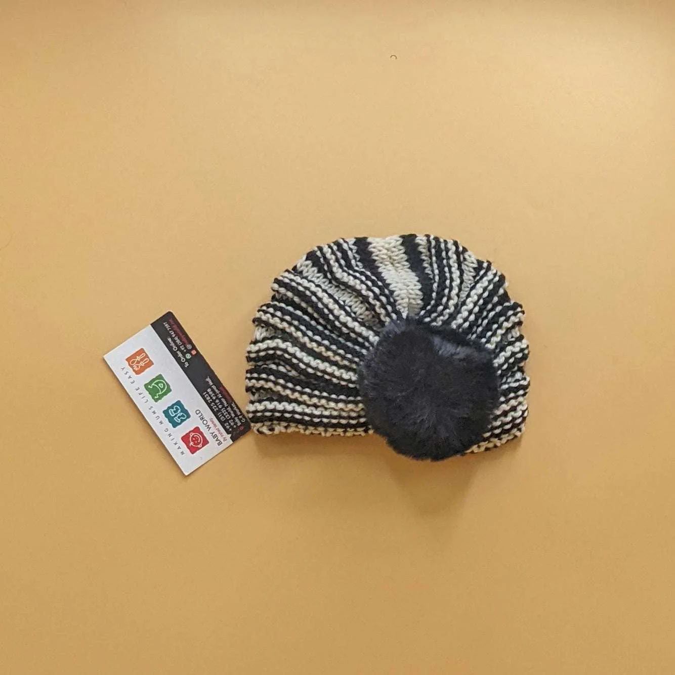 Baby Wool Cap - Pom/Line - Winter - Image 4