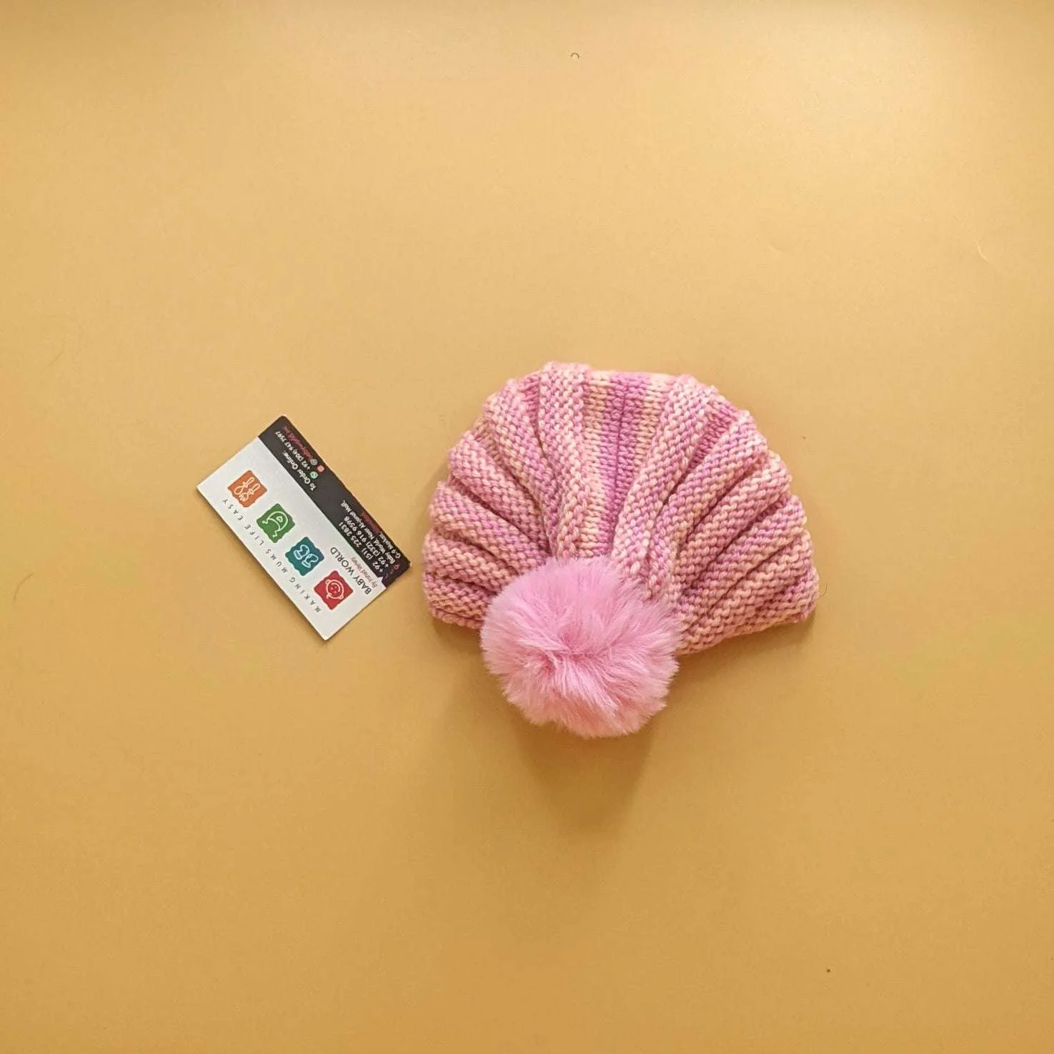 Baby Wool Cap - Pom/Line - Winter - Image 6