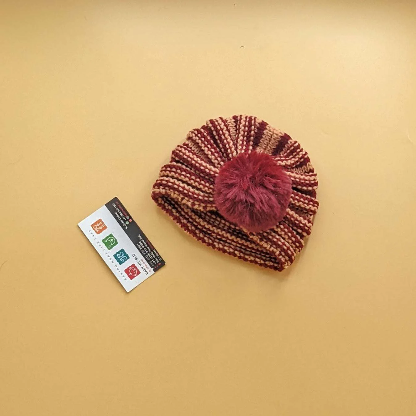 Baby Wool Cap - Pom/Line - Winter - Image 9