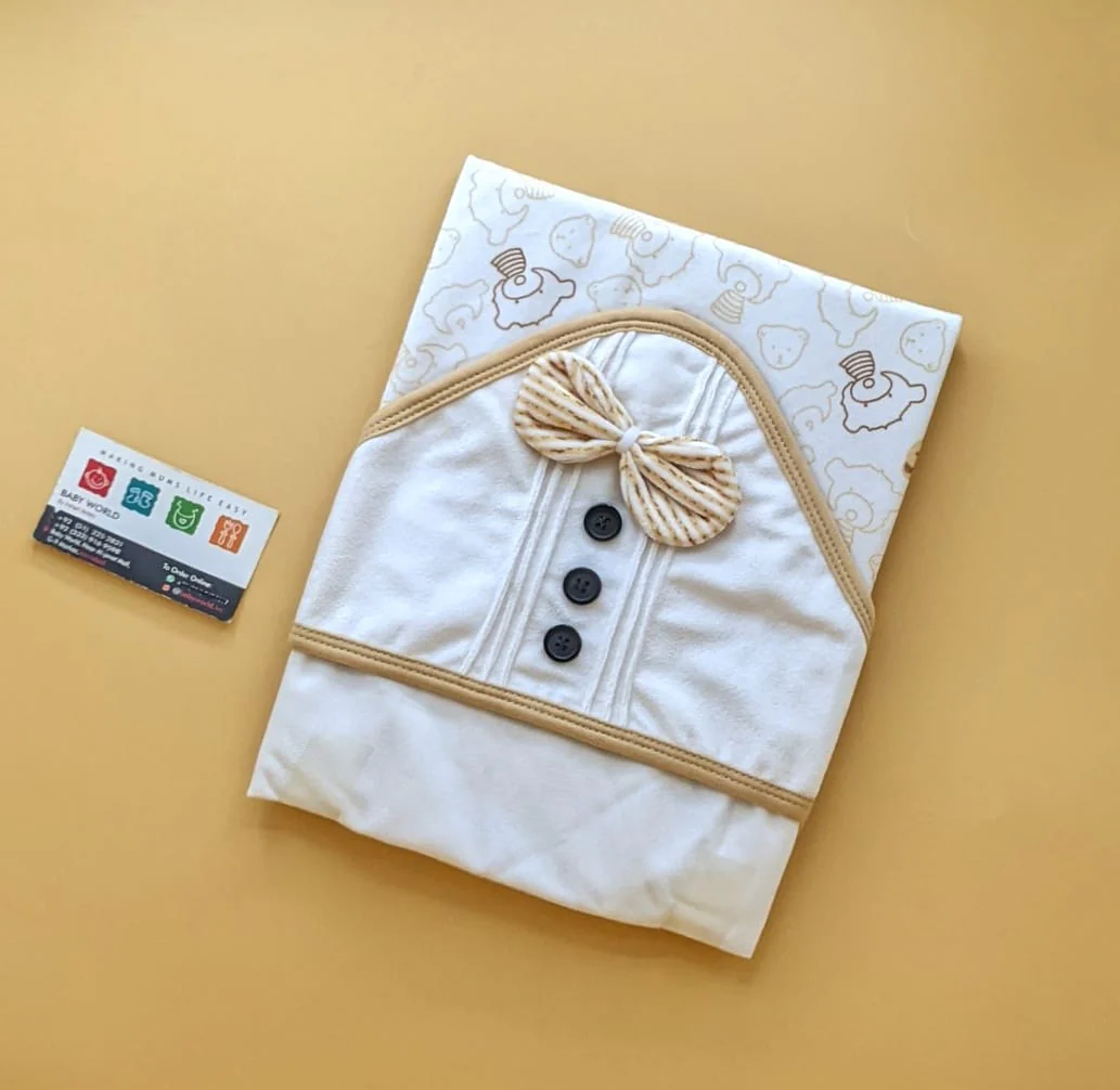 Hooded Wrapping Sheet/Blanket - Winter - Bow/Buttons 🔘 - Image 4